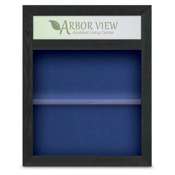 Outdoor Enclosed Combo Board, 42"x32", Satin Frame/Black & Burgundy